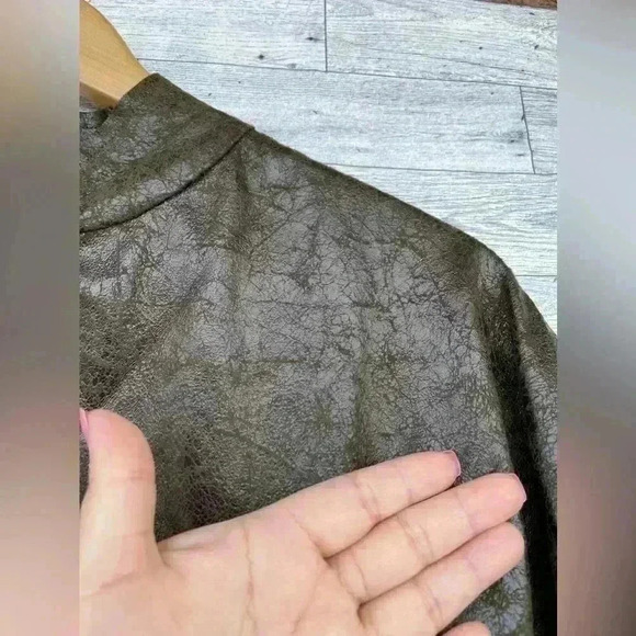 PLANET By LAUREN G VEGAN LEATHER CUT OUT METALLIC JACKET LARGE /1 - Picture 8 of 14